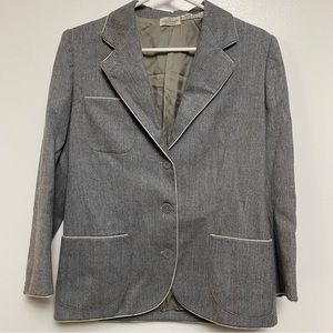 Vintage Valentino Gray Wool Blazer with Piping Detail - Size 8